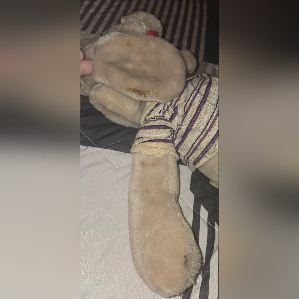 1981 Vintage Ganz Broos Plush Dog Toy with Striped Shirt - Picture 5 of 7